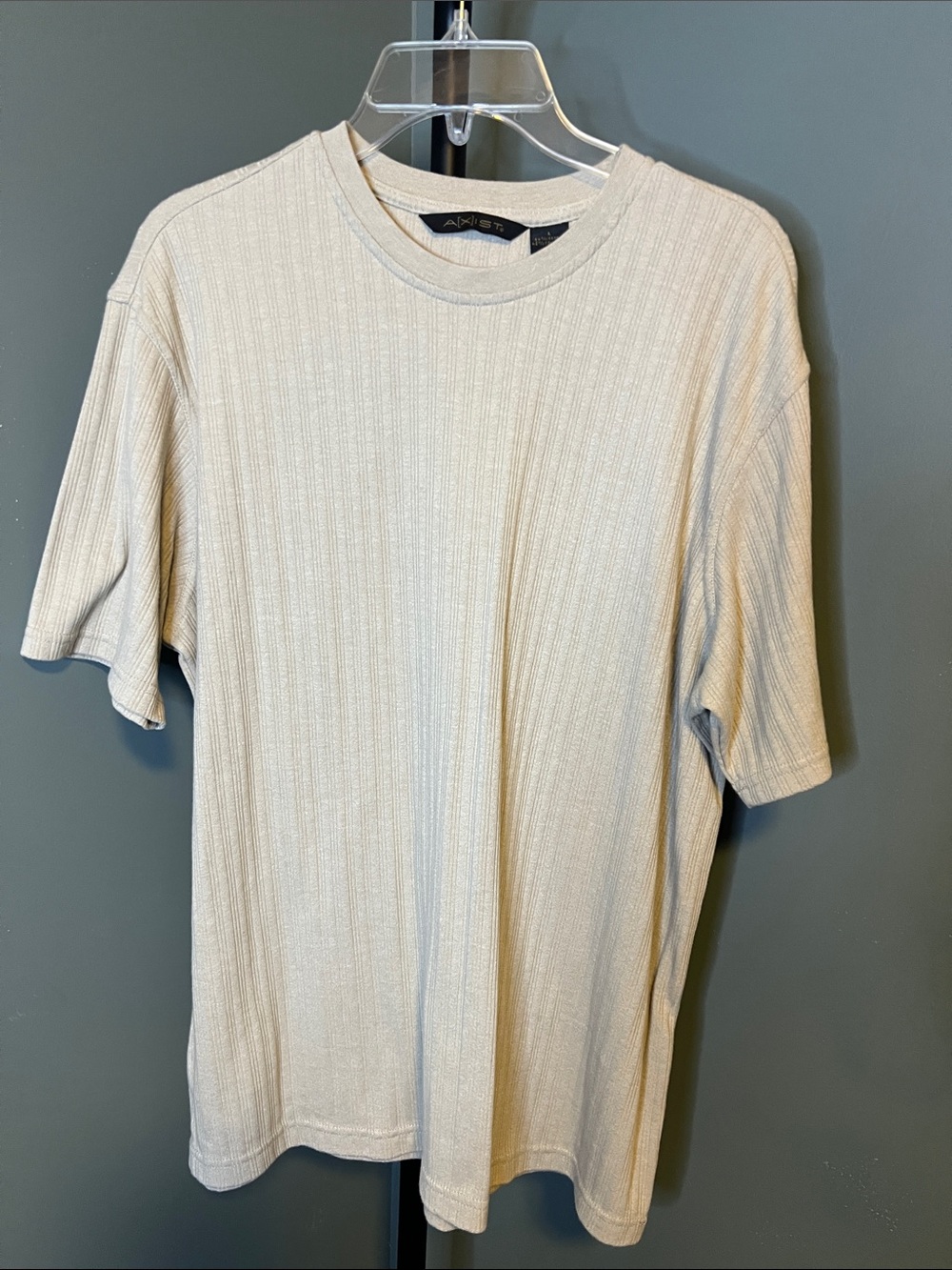 Axist Cream Ribbed Short Sleeve Crew Tee